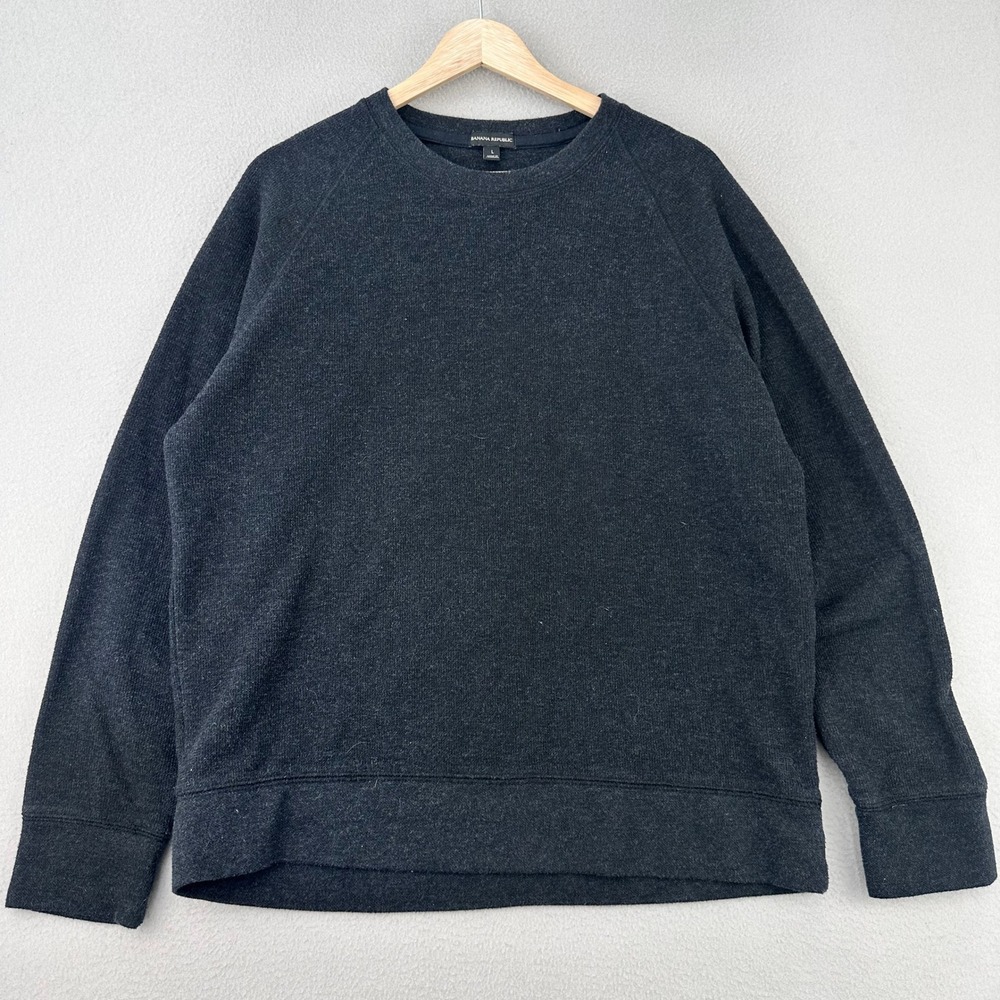 Banana Republic Waffle Knit Crewneck Sweater Mens L Long Sleeve Cotton Office